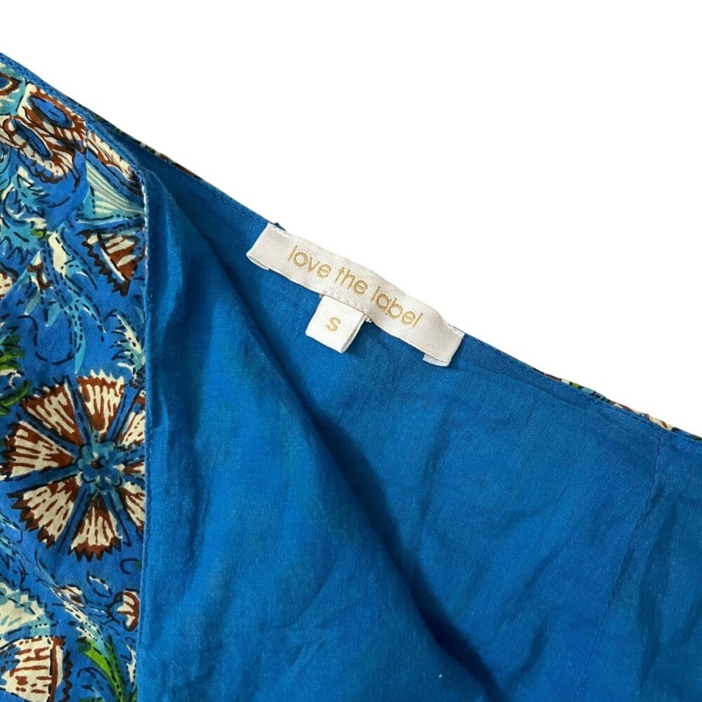 Love the Label Floral Midi Skirt Blue Size Small Tropical Hawaii Boho Maximalist - Picture 4 of 9